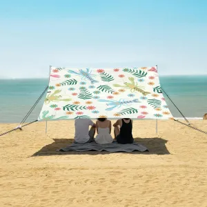 Lobster Colorful Leaves Flowers Beach Camping Tent Sun Shelter for Whole Family, Beach Shade Canopy with UPF50  UV Protection,Easy Set Up and Carry,Outdoor Shade for Trips, Fishing, Backyard Fu
