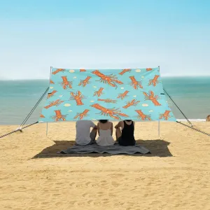 Lobster Pattern Cute Beach Camping Tent Sun Shelter for Whole Family, Beach Shade Canopy with UPF50  UV Protection,Easy Set Up and Carry,Outdoor Shade for Trips, Fishing, Backyard Fun Picnics