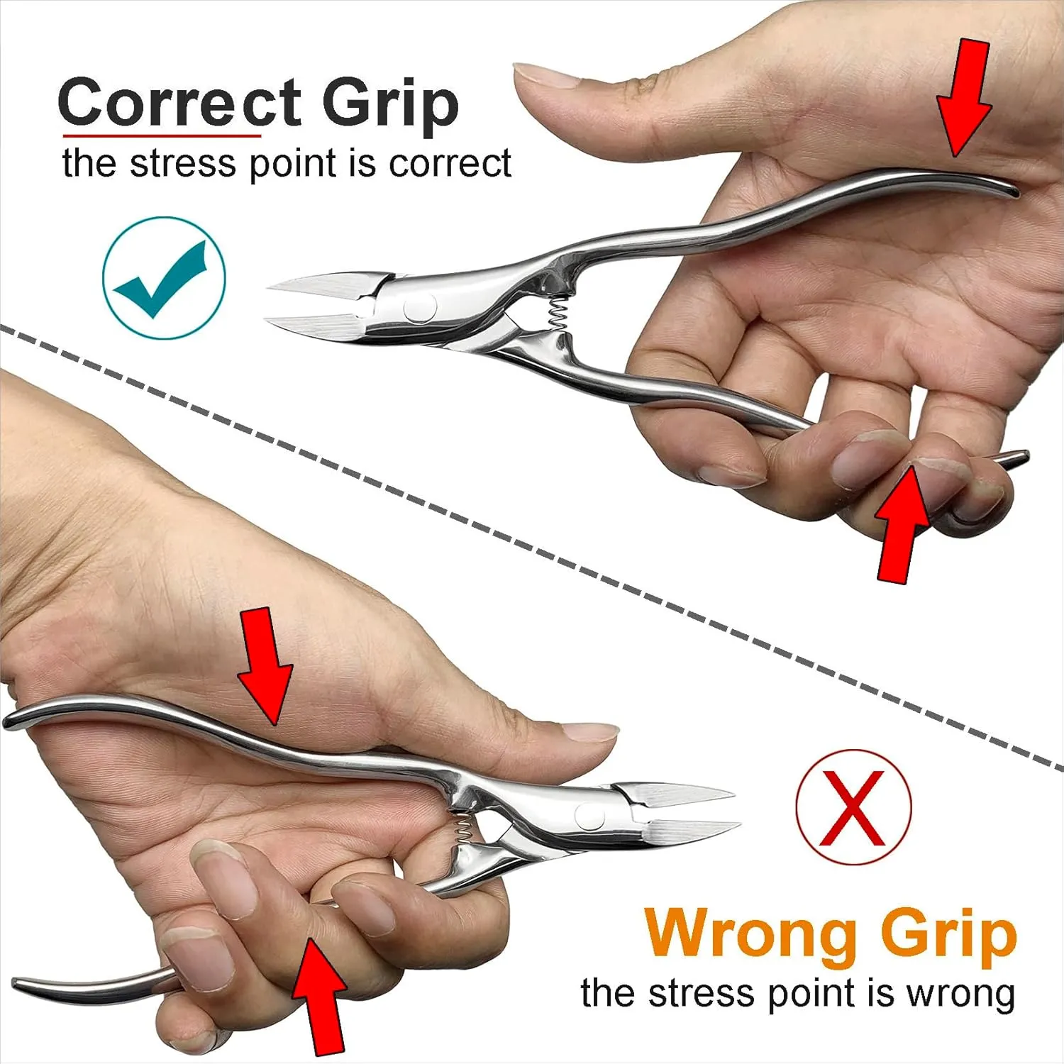 Long Handled Toenail Clippers for Seniors Thick Nails, Ultra Sharp Toe Nail Clippers for Men, Heavy Duty Stainless Steel, 5pcs Set