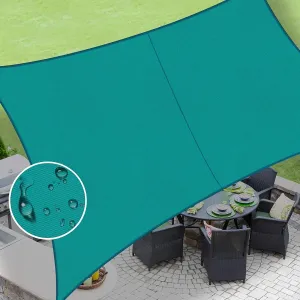 LOVE STORY Waterproof 8'x10' Rectangle Turquoise Blue Sun Shade Sail Cannoy UV Resistant for Outdoor Patio Garden Backyard (We Make Custom Size)