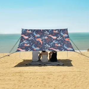 Lovely Axolotl Beach Canopy Tent Anti-UV & Wind Resistant, Red and Blue Shades Camping Sun Shelter Easy Setup Portable,Outdoor Shade Tents with Sandbags,Sand Shovels,Ground Pegs & Stability Pole