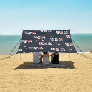 Lovely Patriotic Seamless Pattern Beach Camping Tent Sun Shelter for Whole Family, Beach Shade Canopy with UPF50  UV Protection,Easy Set Up and Carry,Outdoor Shade for Trips, Fishing, Backyard