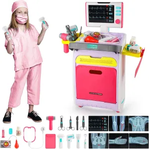 LOYO Doctor Kit for Toddlers 3-5, Kids Doctors Play Set with Doctor Costume for Kids , Medical Trolly Cart Toys for Boys Girls 3 4 5 6 Year Old Birthday Gifts