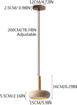 LTBFDDC Sturdy Durable Wabi-Sabi Travertine Pendant Lamp Natural Stone Shade Pendant Light with Log Hanging Light Mini Pendant Lighting for Kitchen Island Dining Room