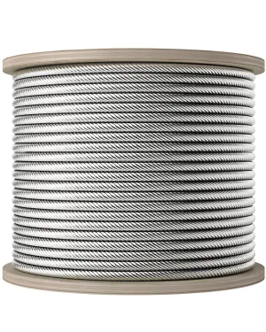 LuckIn 400ft Thickened 1/4" Stainless Steel Cable, 7x19 Strand Aircraft Cable Wire Rope for Yard Zipline, Deck Railing, 6400lbs Breaking Strength