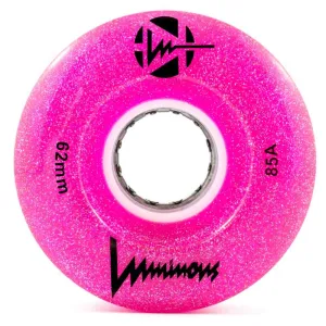 Luminous LED 62x32mm/85a GLITTER Pink Rollerskate Wheels - 4 Pack