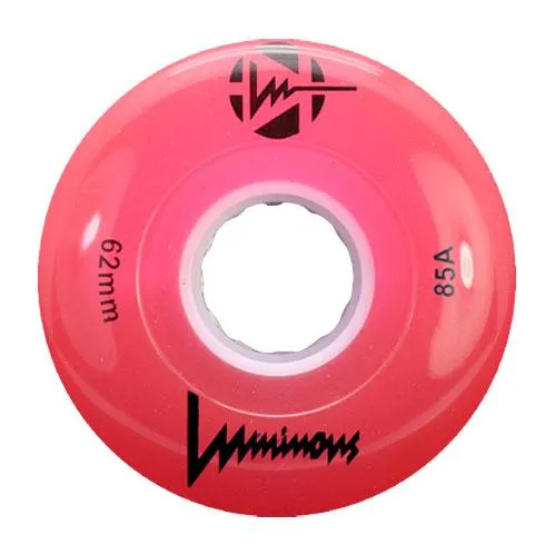 Luminous LED 62x32mm/85a Red Rollerskate Wheels - 4 Pack