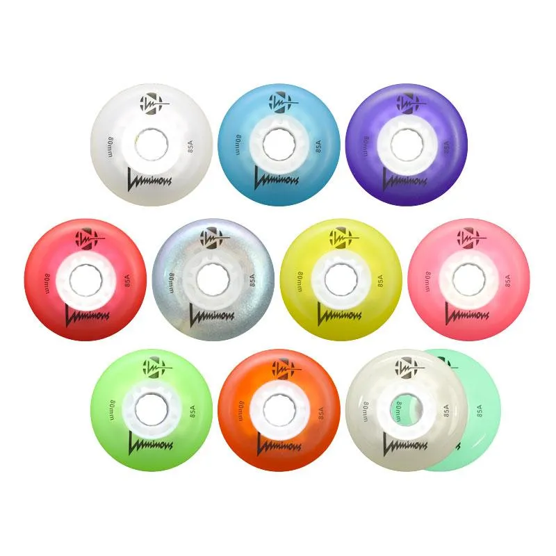 Luminous LED 76mm/85a Purple 4 Pack Rollerblade Wheels