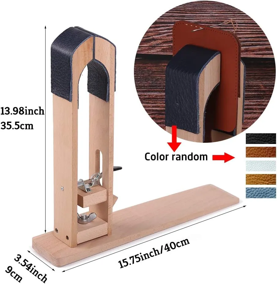 LUNARM Stitching Pony - Leather Sewing Table Desktop Pony Horse Clamp with Big Eyes Sewing Needles Instruction Nail Files Replaceable Patch for DIY Leather Hand Stitching