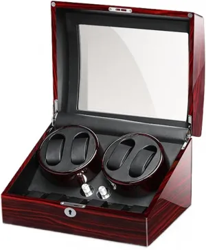 Luxury Automatic Watch Winder With Quiet Motor LED Lights And Adjustable Upgraded Watch Pillows Watch Winder Box For Men And Women (C 4 6)