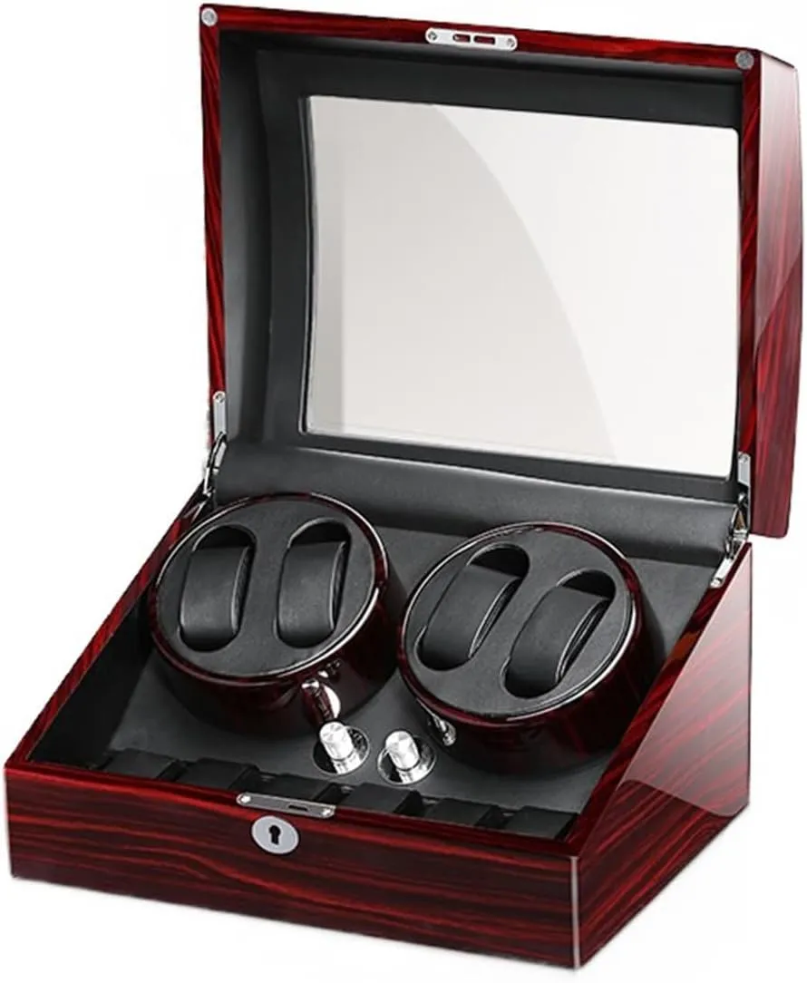 Luxury Automatic Watch Winder With Quiet Motor LED Lights And Adjustable Upgraded Watch Pillows Watch Winder Box For Men And Women (C 4 6)