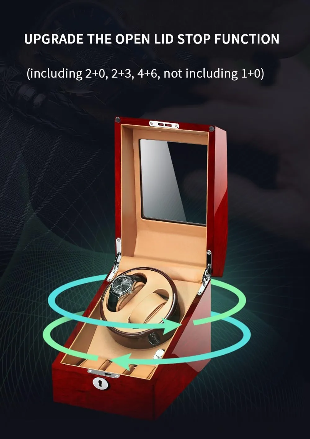 Luxury Automatic Watch Winder With Quiet Motor LED Lights And Adjustable Upgraded Watch Pillows Watch Winder Box For Men And Women (C 4 6)