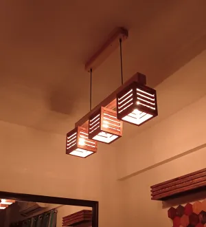 Lyon Brown & Beige Wooden Series Hanging Lamp (BULB NOT INCLUDED)