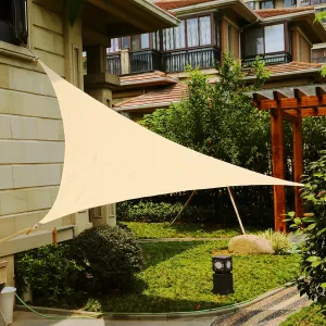 LyShade14' x 14' x 14' Sand Colour Triangle Sun Shade sail Canopy Awning for Garden Deck Pool Patio pergola Backyard Sandbox Outdoor Sun shade-90% Sun Shade, Higher u.v. Block