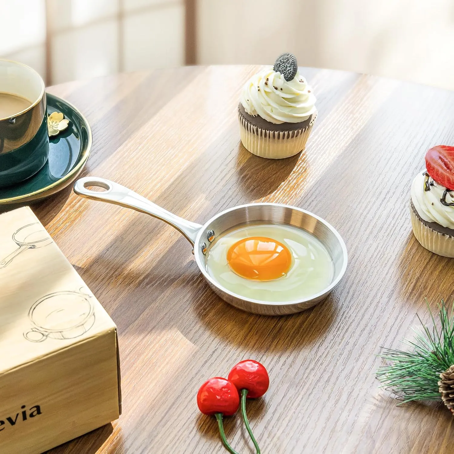 Macevia Mini Sauce Pan,18/10 Stainless Steel Butter Warmer Small Pot Cooking with Handle, Multipurpose Use for Home Kitchen or Restaurant (0.12 Quart/4 Inch) - Silver