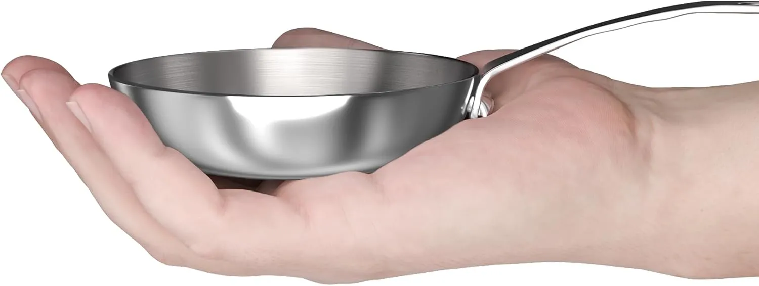 Macevia Mini Sauce Pan,18/10 Stainless Steel Butter Warmer Small Pot Cooking with Handle, Multipurpose Use for Home Kitchen or Restaurant (0.12 Quart/4 Inch) - Silver