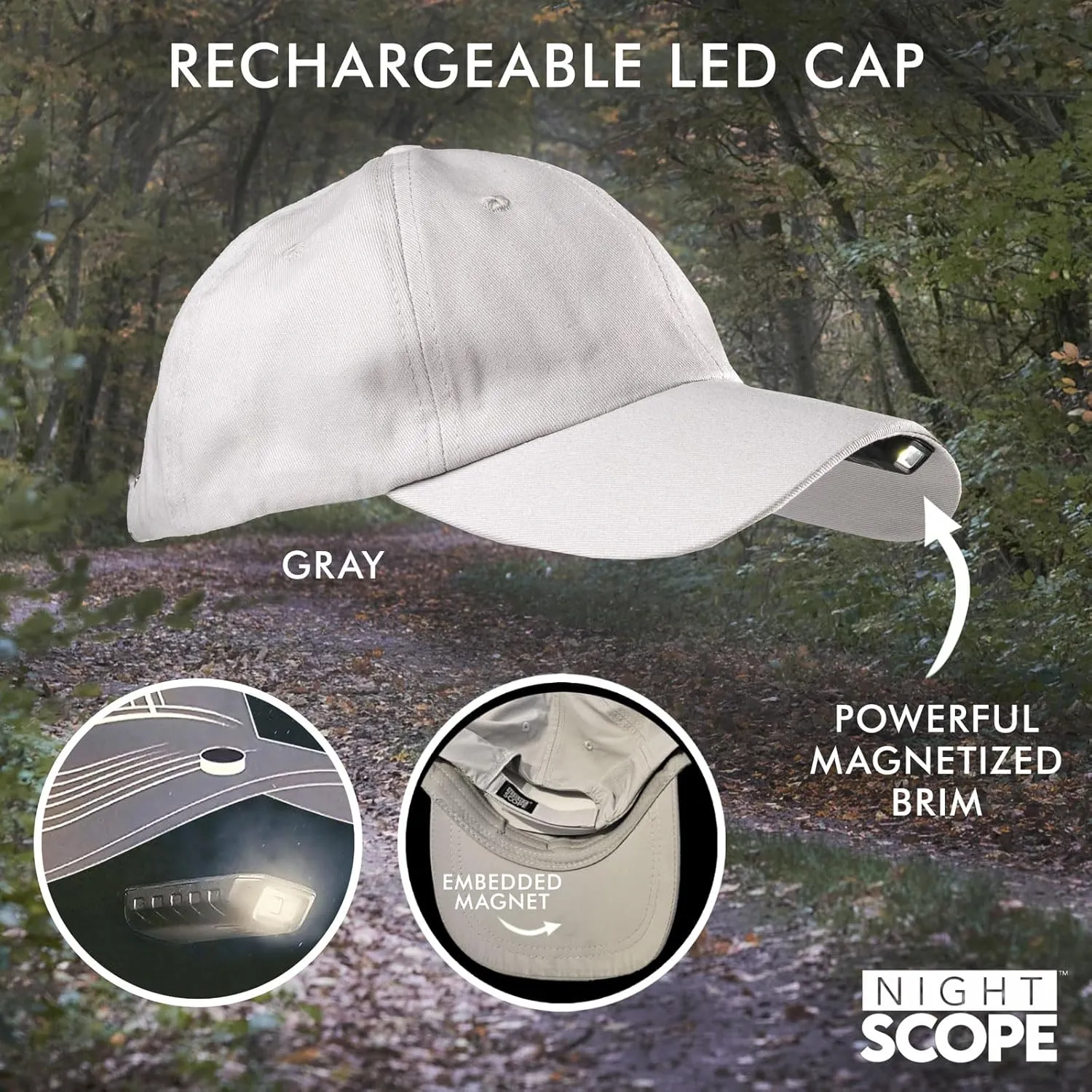 MagnaLite Pro Sport Cap with Hands-Free Magnetized Brim and Powerful Magnetic Rechargeable Mini-LED Attachment