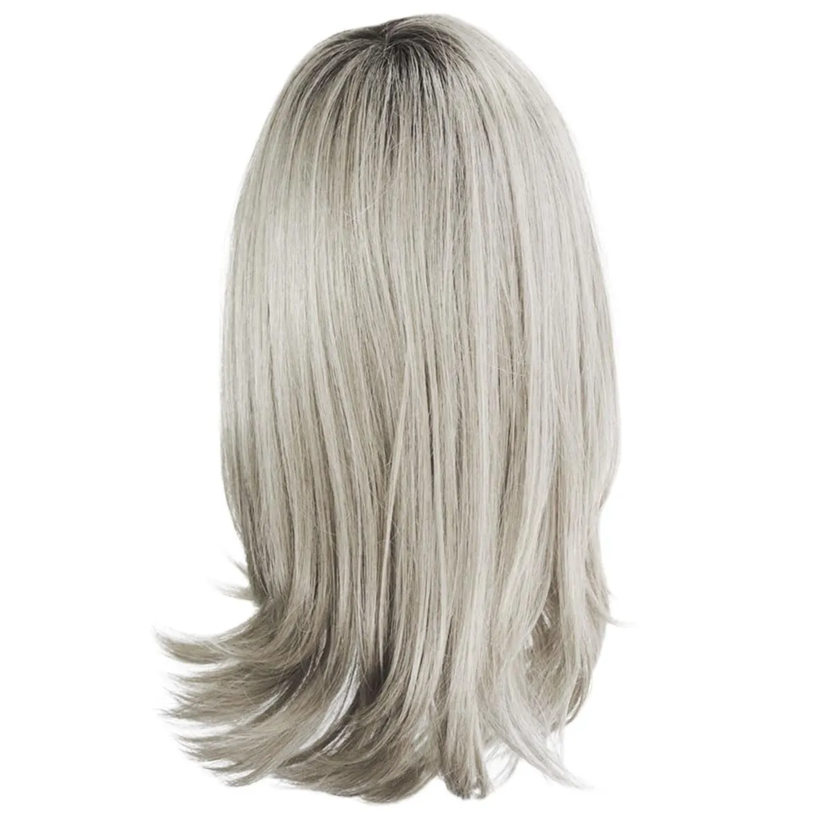 Magnetic Apppel Long Layered Wig With Whispy Bangs by Hairuwear, Average Cap - Light Grey