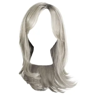 Magnetic Apppel Long Layered Wig With Whispy Bangs by Hairuwear, Average Cap - Light Grey