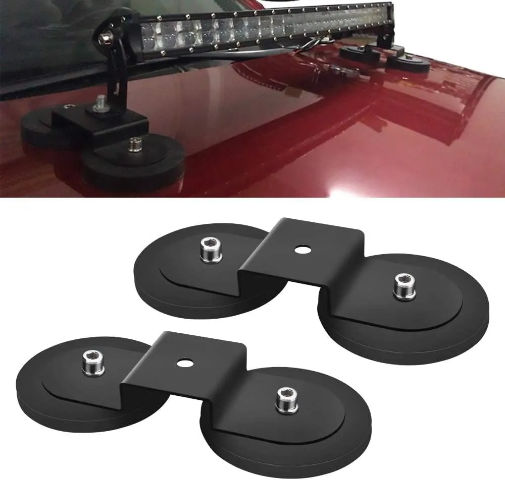 Magnetic Base LED Light Bar Mounting Brackets Windshield Powerful Mount Bracket Sucker Holder Roof Off Road Holder for LED Work Pods Straight Curved Quad Row Light 2PCS