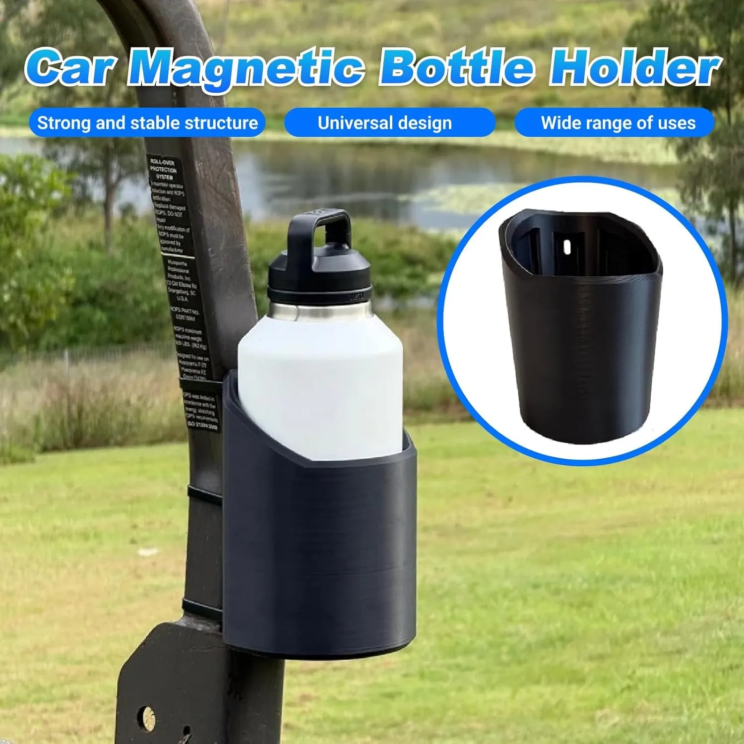 Magnetic Bottle Holder, Heavy Duty Magnetic Drink Holder, Big Magnetic Bottle Mounts for 46, 50, 64 Oz,Portable Magnetic Drink Holder for Tractor Fridge Yacht RV Forklifts Bus Lawnmower Truck
