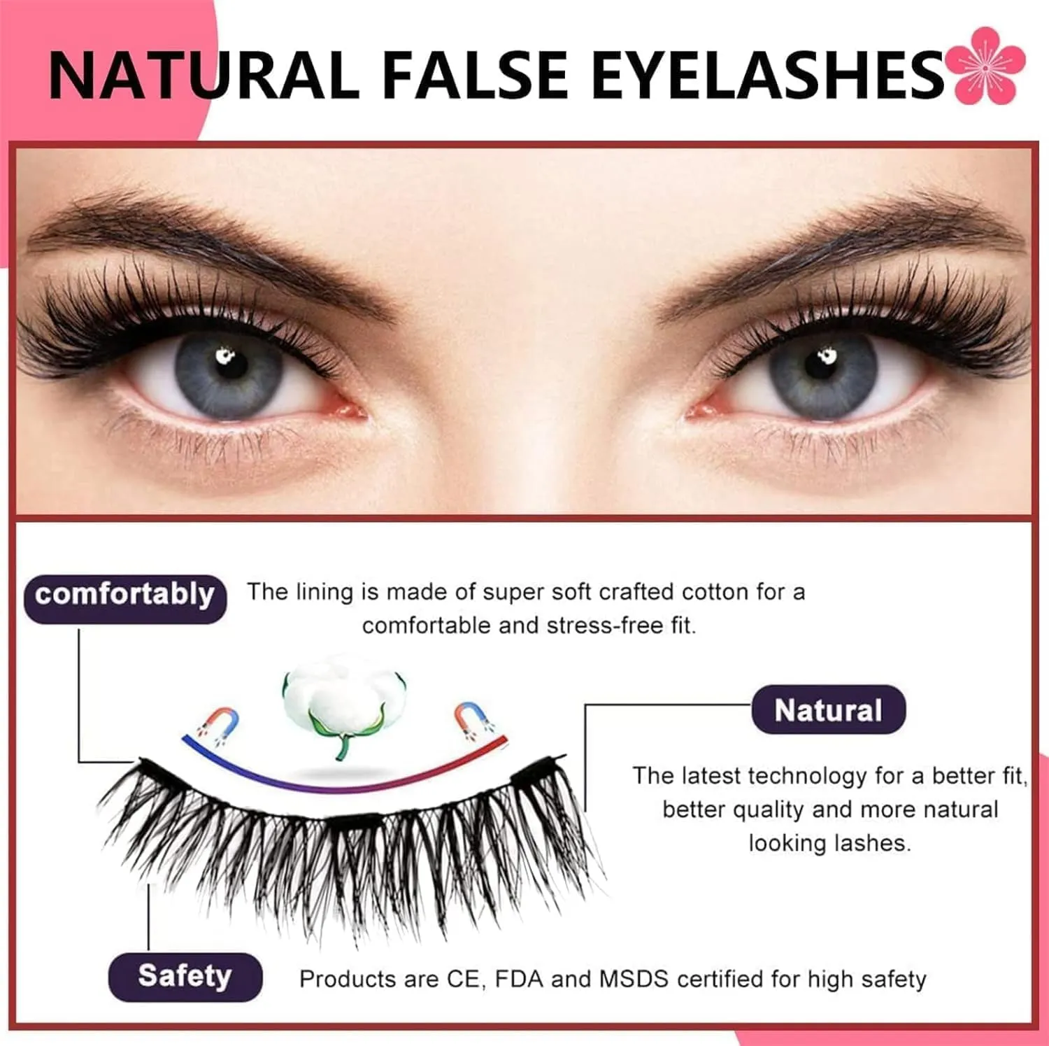 Magnetic Eyelashes Natural Look with Applicator, No Glue Needed, Lashes Kit Easy to Wear & Remove (Simple)