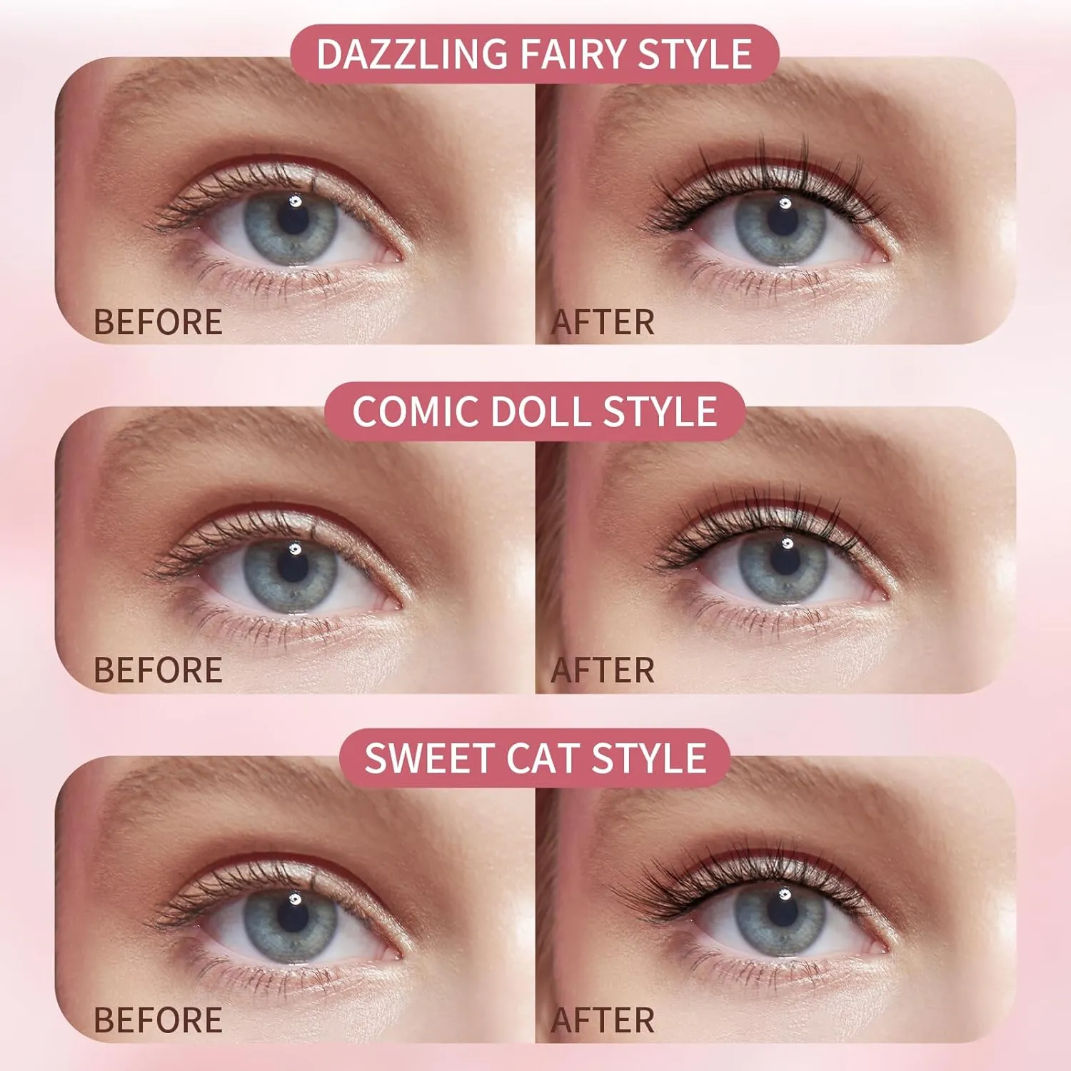 Magnetic Eyelashes, Reusable Dual Magnetic Lashes without Eyeliner, Natural Look Magnetic Eyelashes with Applicator, Soft Magnets False Eyelashes, No Glue & No Makeup Remover, Sweet Cat