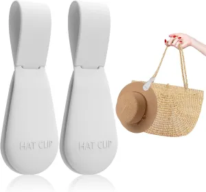 Magnetic Hat Clip for Travel on Bag, 2Pcs Light Gray Silicone Hat Clip Magnet Hat Holder Hat Hook for Bag Tote Luggage, Beach Straw Hat Carry Clip, Vacation Traveling Essentials Accessory