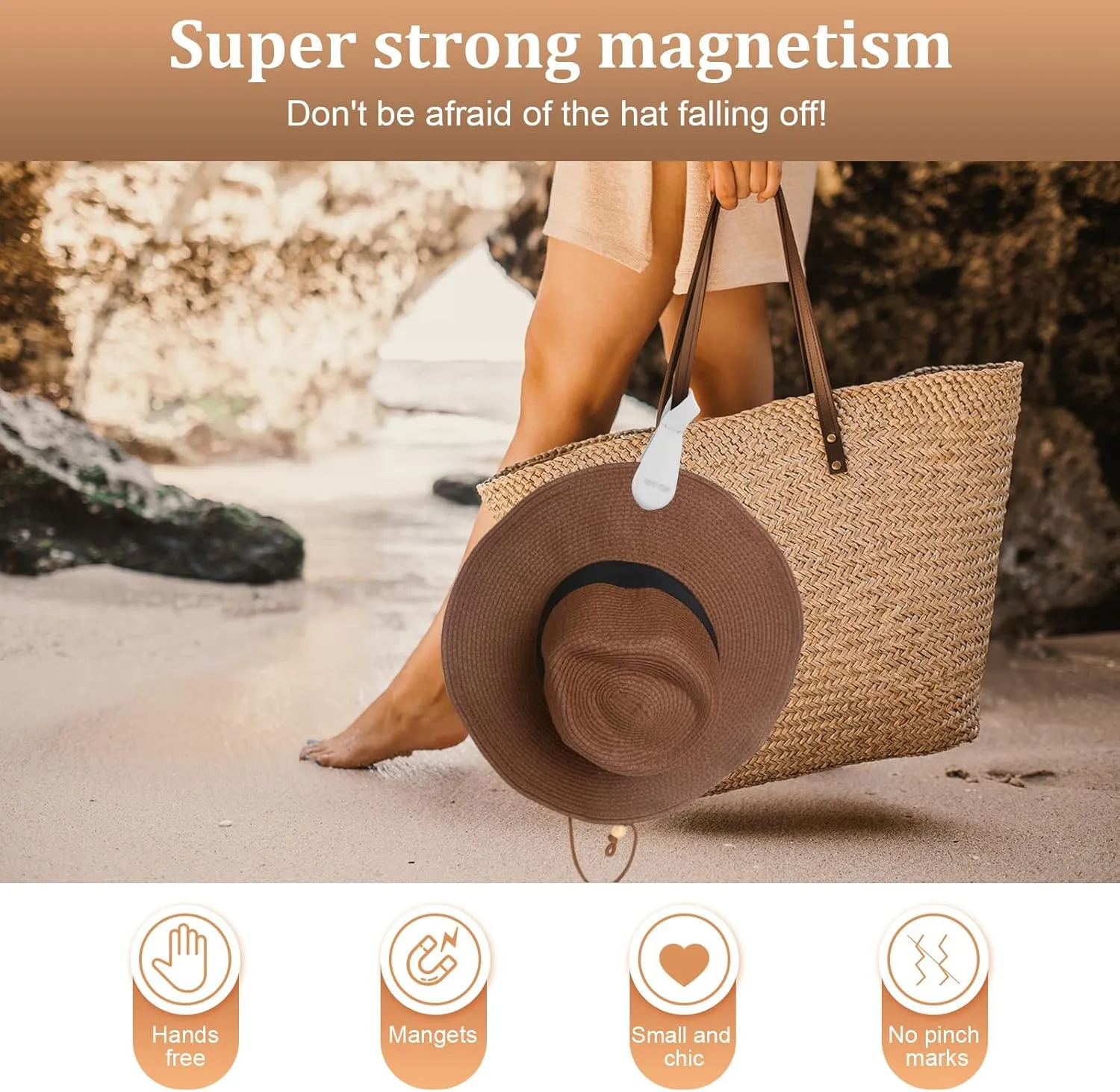 Magnetic Hat Clip for Travel on Bag, 2Pcs Light Gray Silicone Hat Clip Magnet Hat Holder Hat Hook for Bag Tote Luggage, Beach Straw Hat Carry Clip, Vacation Traveling Essentials Accessory