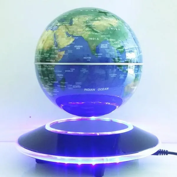 Magnetic Levitation Floating Globe World Map 6 inch Amazing Office House Decor Gift Educational Toy EU Plug Dark Blue