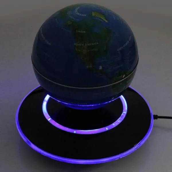 Magnetic Levitation Floating Globe World Map 6 inch Amazing Office House Decor Gift Educational Toy EU Plug Dark Blue