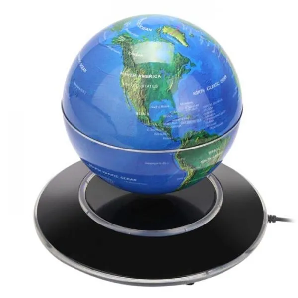 Magnetic Levitation Floating Globe World Map 6 inch Amazing Office House Decor Gift Educational Toy EU Plug Dark Blue