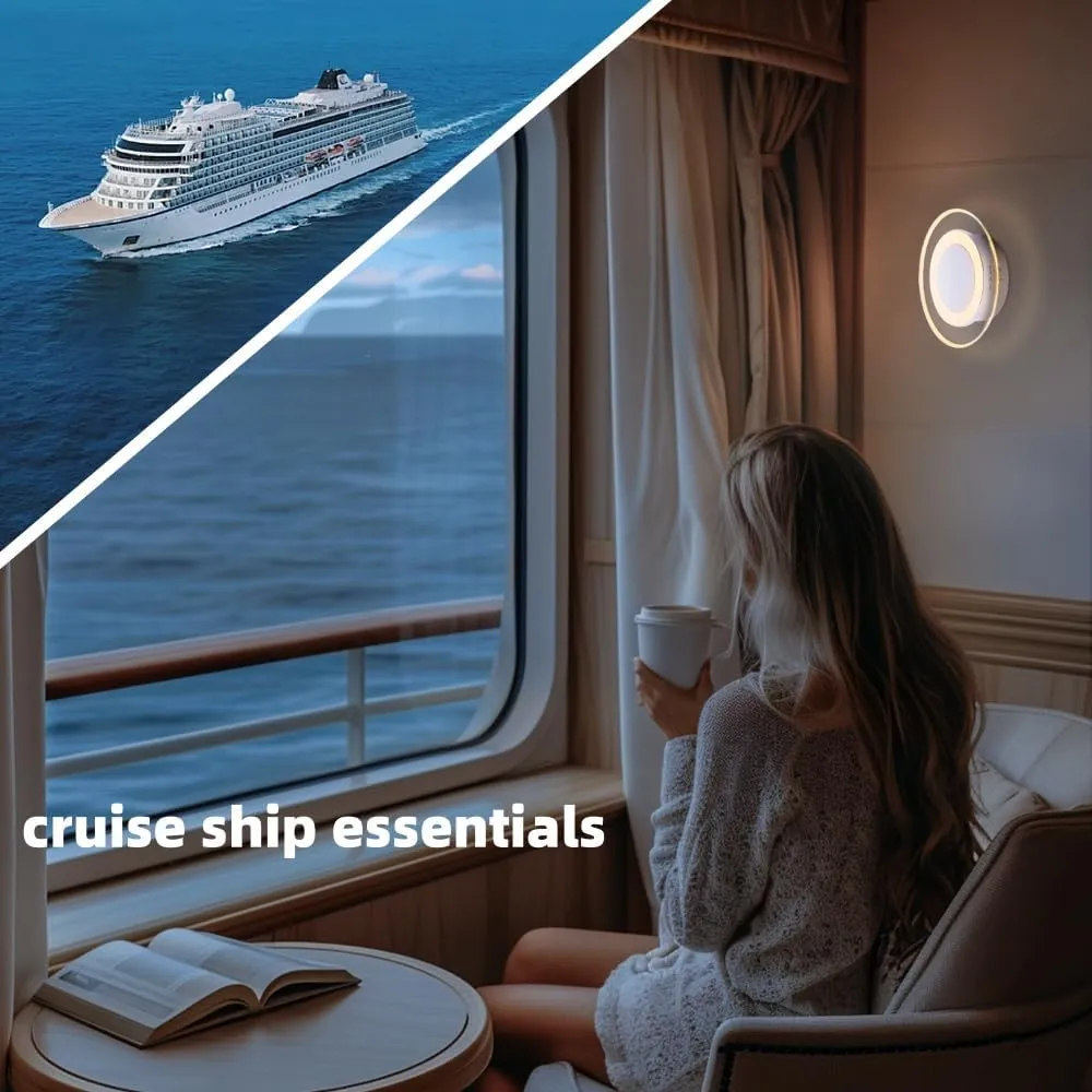 Magnetic Motion Sensor Night Light with Stick-On Base, Cruise Rechargeable Battery Powered Cordless Glow Light, Ideal for Bedroom, Bathroom, Stairway- Moonlit
