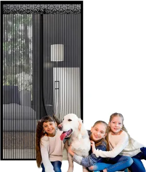 Magnetic Screen Door Self Sealing Hands Free Mesh Partition Adjustable Magnetic Screen Door Mesh 4CM Adhesive Strips 1mm Bug Proof Ventilation