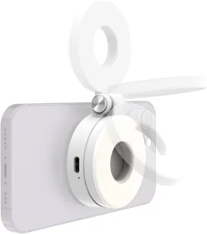 Magnetic Selfie Light for iPhone Magsafe, Portable Phone Ring Light for Video Recording, Rechargeable Lightweight Travel LED Cell Phone Light, White