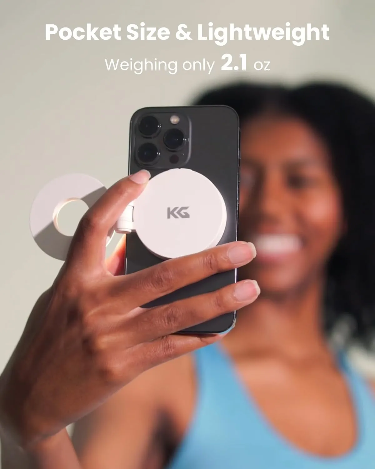 Magnetic Selfie Light for iPhone Magsafe, Portable Phone Ring Light for Video Recording, Rechargeable Lightweight Travel LED Cell Phone Light, White