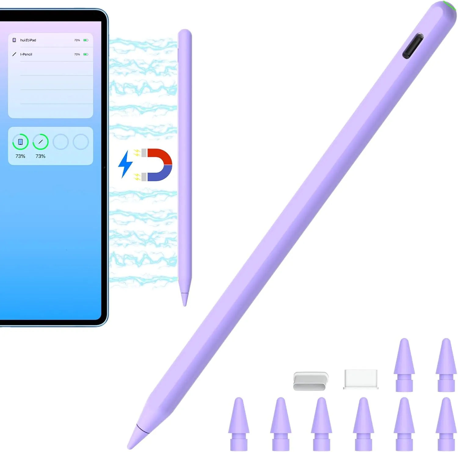 Magnetic Wireless Charging Pencil 2nd Generation for iPad 2018-2023 Model Compatible with Pro11 in 1/2/3/4,Pro 12.9 in 3/4/5/6,Air 3/4/5,Mini 5/6,iPad 6/7/8/9/10