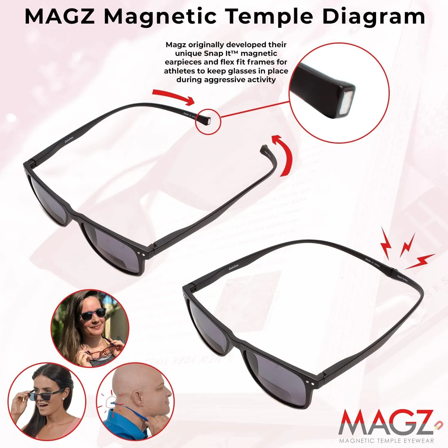 Magz Gramercy Blue Light Filter Reading Glasses Men Women Computer Readers Neck Hanging Magnetic Rear Connecting
