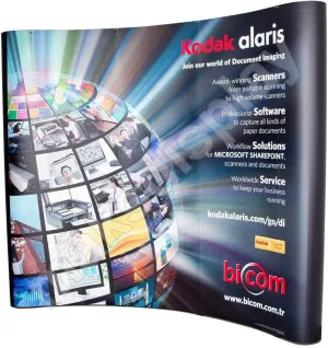 M&T Displays 10 feet Portable Curved Pop Up Display System PVC Magnetic Panels with Heavy Duty Carrying Bag Trade Show Backdrop Booth Frame Exhibit Banner Stand - Aluminum Profile
