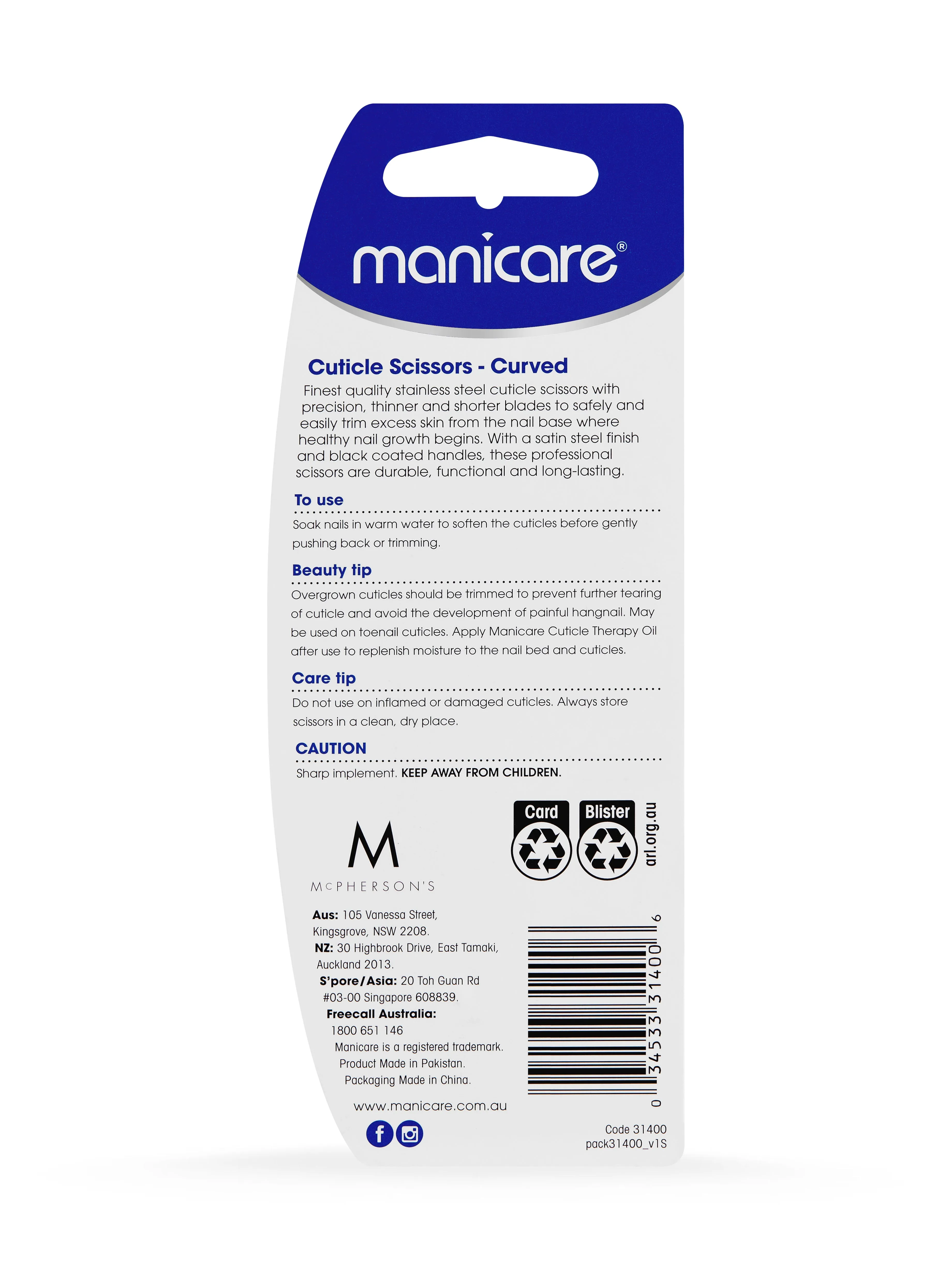 Manicare Cuticle Scissors Curved