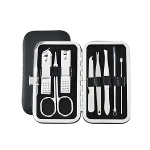 Manicures, Pedicure Kits, Nail Clippers, Manicure Pedicure Built-in Nail File Home Travel Suitable for Gifts Mini 8-piece Set Black Professional Grooming Kits (Color : Black)
