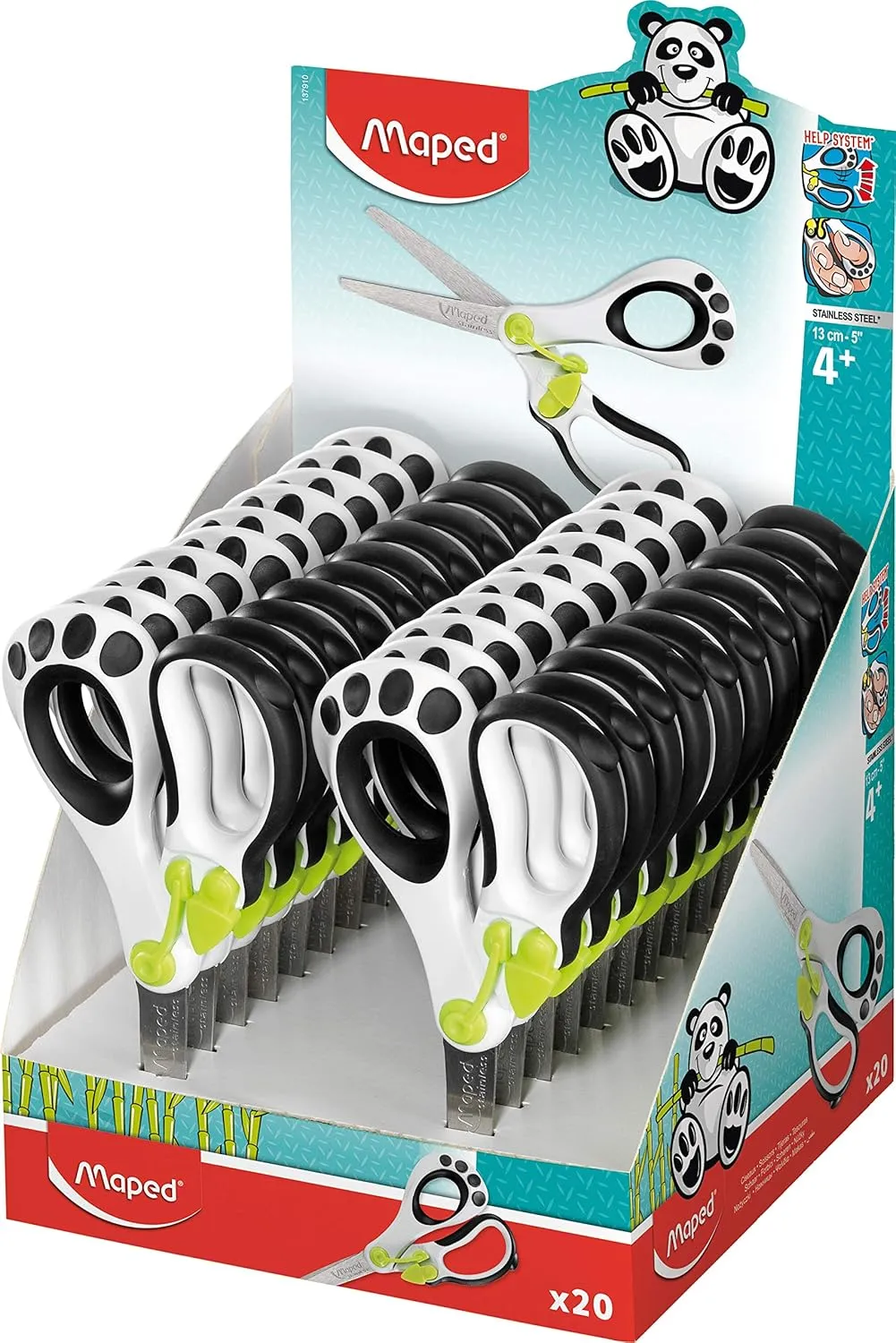 Maped Helix USA - Koopy Spring-Assisted Educational Scissors, 5 Inch - Crafting School Projects - Safe Cutting - Ergonomic Design - Pack of 20