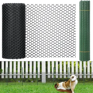 Marsui Animal Barrier Fence 12in x 33ft No Dig Garden Fence Mesh Fencing with Steel Stake Movable Portable Temporary for Poultry Dogs Rabbits Chicken Snake Barrier Garden Backyard Outdoor