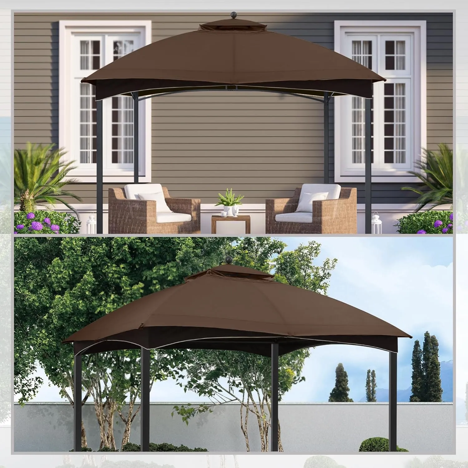 MASTERCANOPY Replacement Canopy Top for Lowe's Allen Roth 10x12 Gazebo #GF-12S004B-1 (Brown)