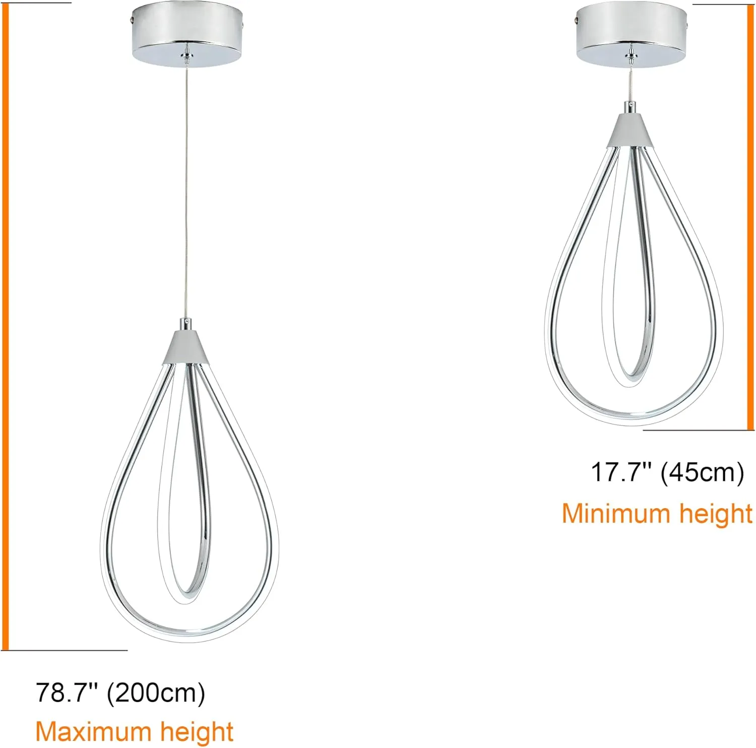 MAYNA Modern LED Pendant Light Fixture, Chrome Mini Kitchen Island Light, 17W Adjustable Height Pendant Light for Kitchen Dining Room Bedroom Kitchen Island Cafe, 1 Pack