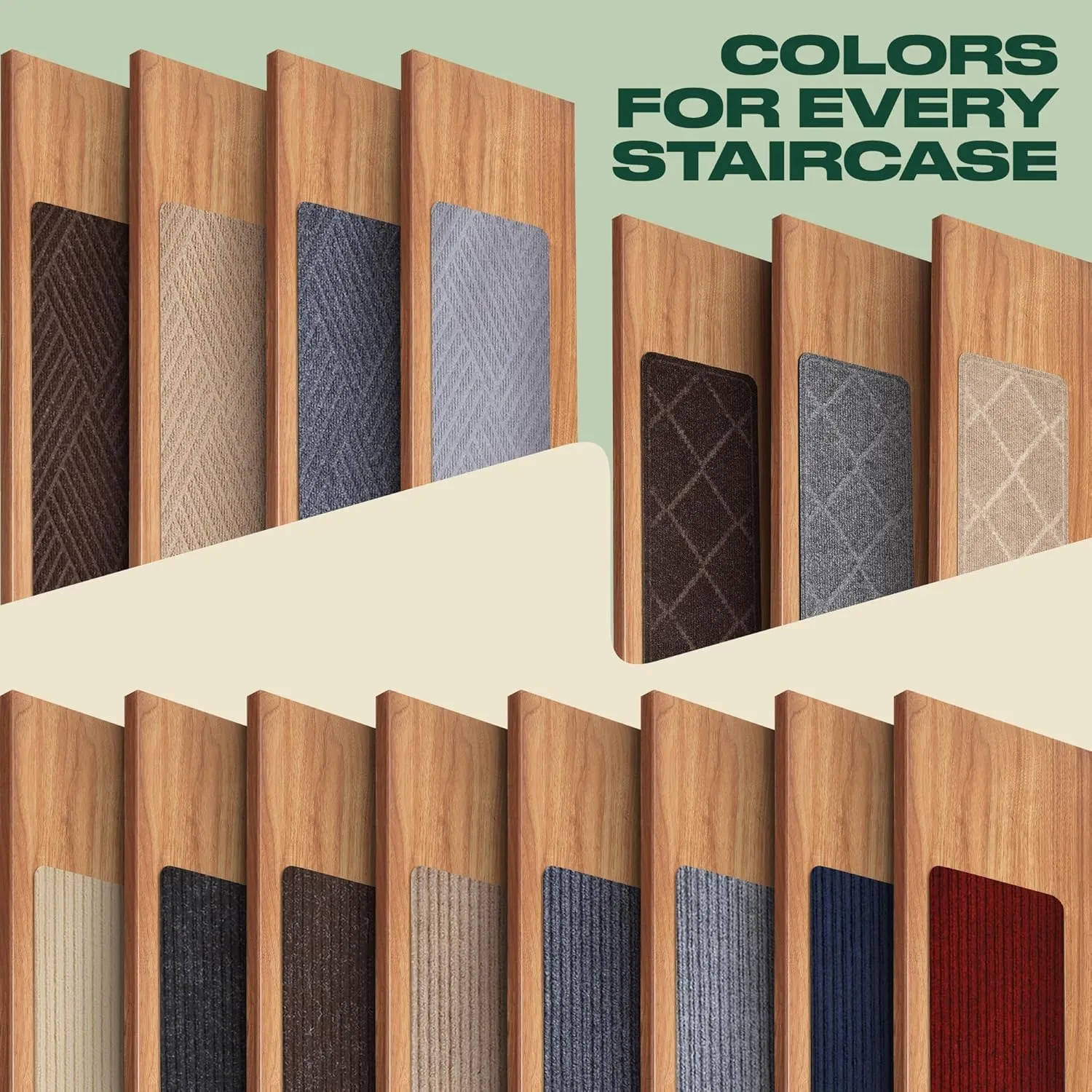 MBIGM 8" X 30" (15 in Pack) Nonslip Carpet Stair Treads Non-Skid Safety Rug Slip Resistant Indoor Runner for Kids Elders & Pets with Reusable Adhesive - Brown - Non Slip Stair Treads Indoor