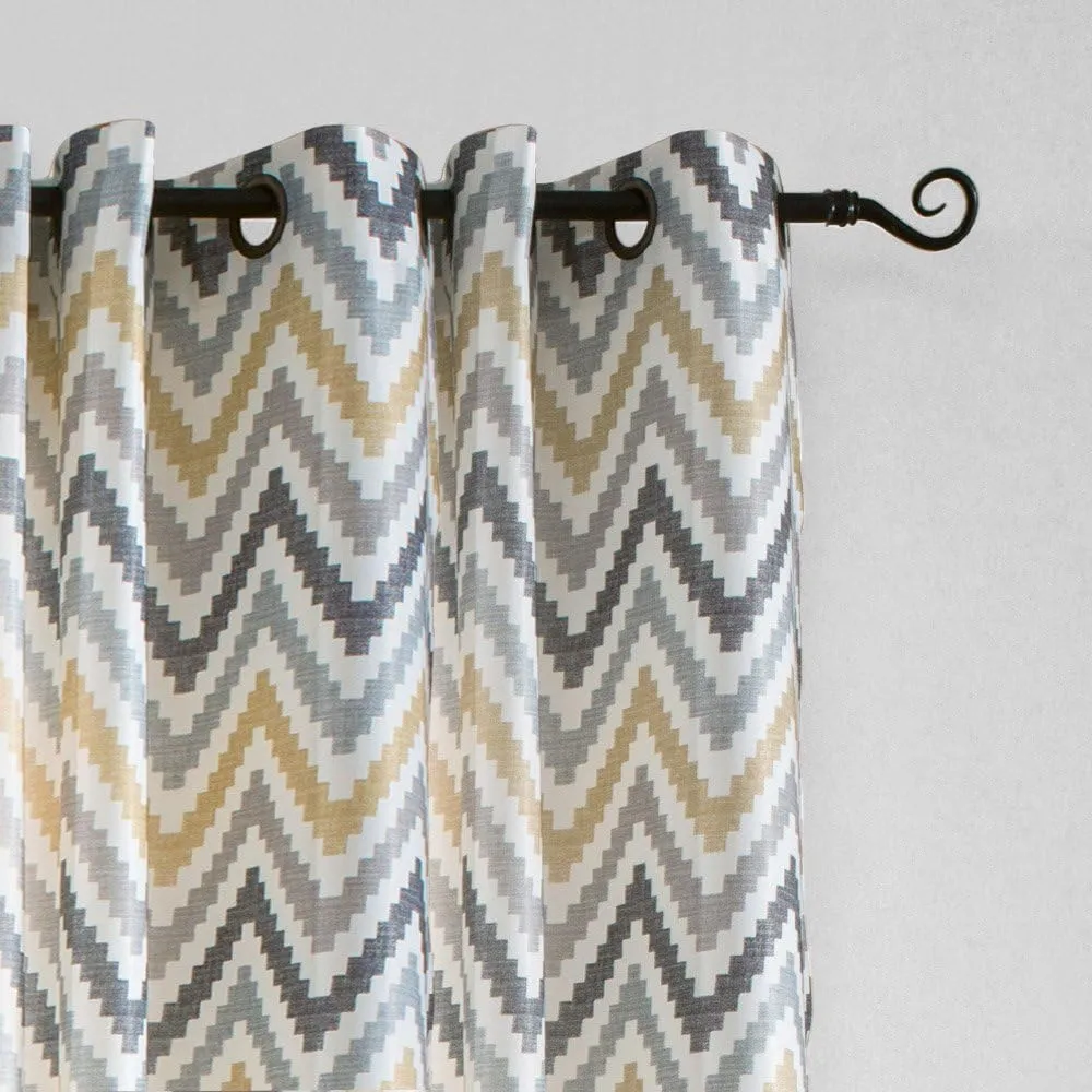 Melodieux Chevron Grommet Top Window Curtains for Living Room, 52 by 84 Inch, Yellow (1 Panel)
