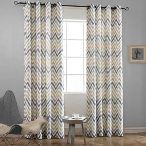 Melodieux Chevron Grommet Top Window Curtains for Living Room, 52 by 84 Inch, Yellow (1 Panel)