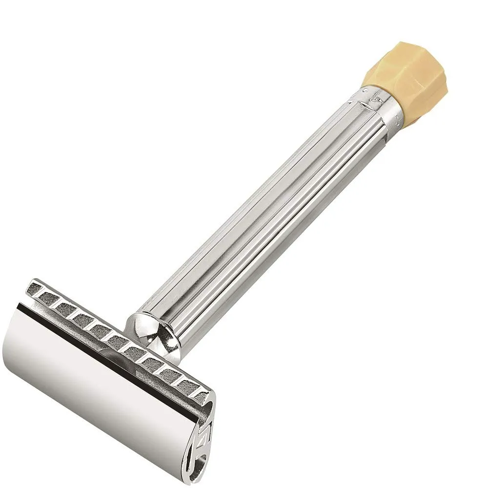 MERKUR Progress 510 Adjustable Double Edge Safety Razor - Long Handle Adjustable Razor With Dial Made in Germany Plastic-Free Closed Comb Straight Bar