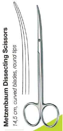 Metzenbaum Dissecting Scissors 14.5cm, curved blades (46.431.14)
